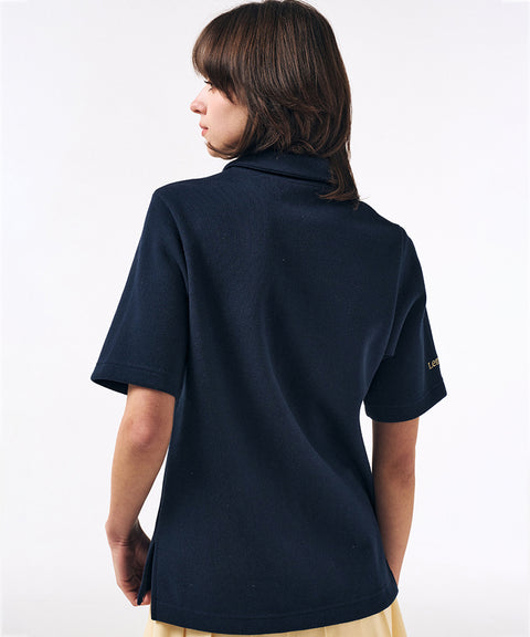 LENUCU Button Collar Big T-Shirt - Navy