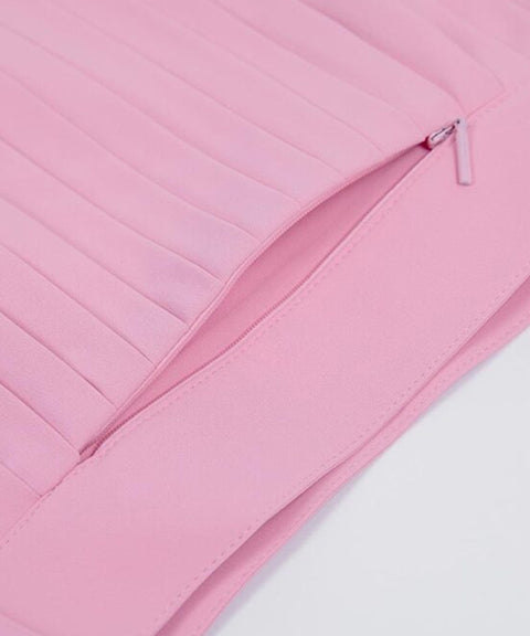 CREVE NINE: Two-Tone Ribbed Swing Pleats - Light Pink