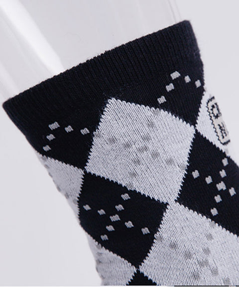 CREVE NINE: Argyle Middle Socks - White