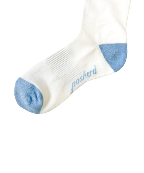 POSHERD Labe Pile Cushion Knee Socks - White